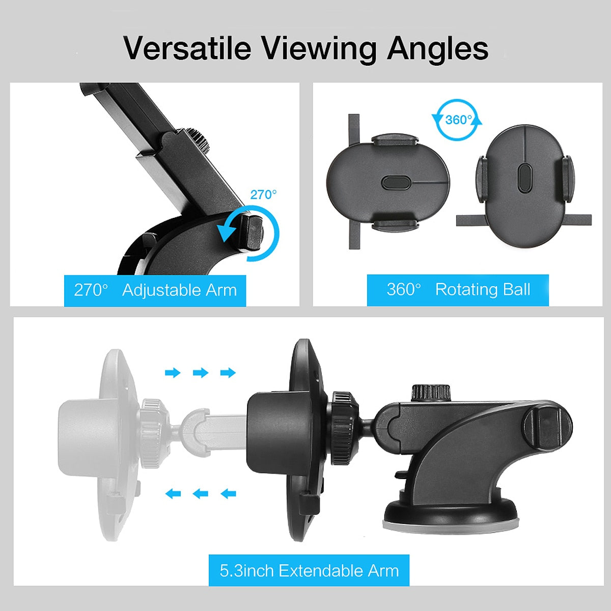 Soporte Móvil Coche Telescópico 360° - Brazo Largo Ajustable