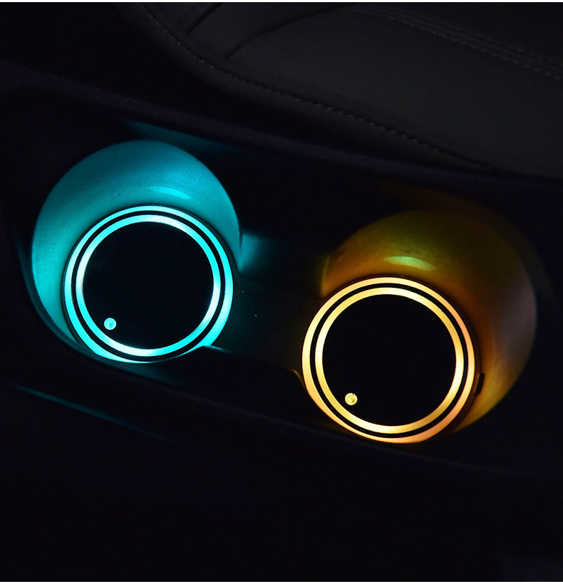 Posavasos LED RGB para Coche - 7 Colores, Carga Solar y USB -Posavasos LED RGB Coche 7 Colores - Carga Solar y USB | Veloxa