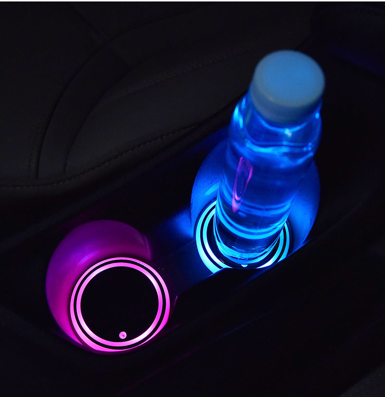 Posavasos LED RGB para Coche - 7 Colores, Carga Solar y USB -Posavasos LED RGB Coche 7 Colores - Carga Solar y USB | Veloxa