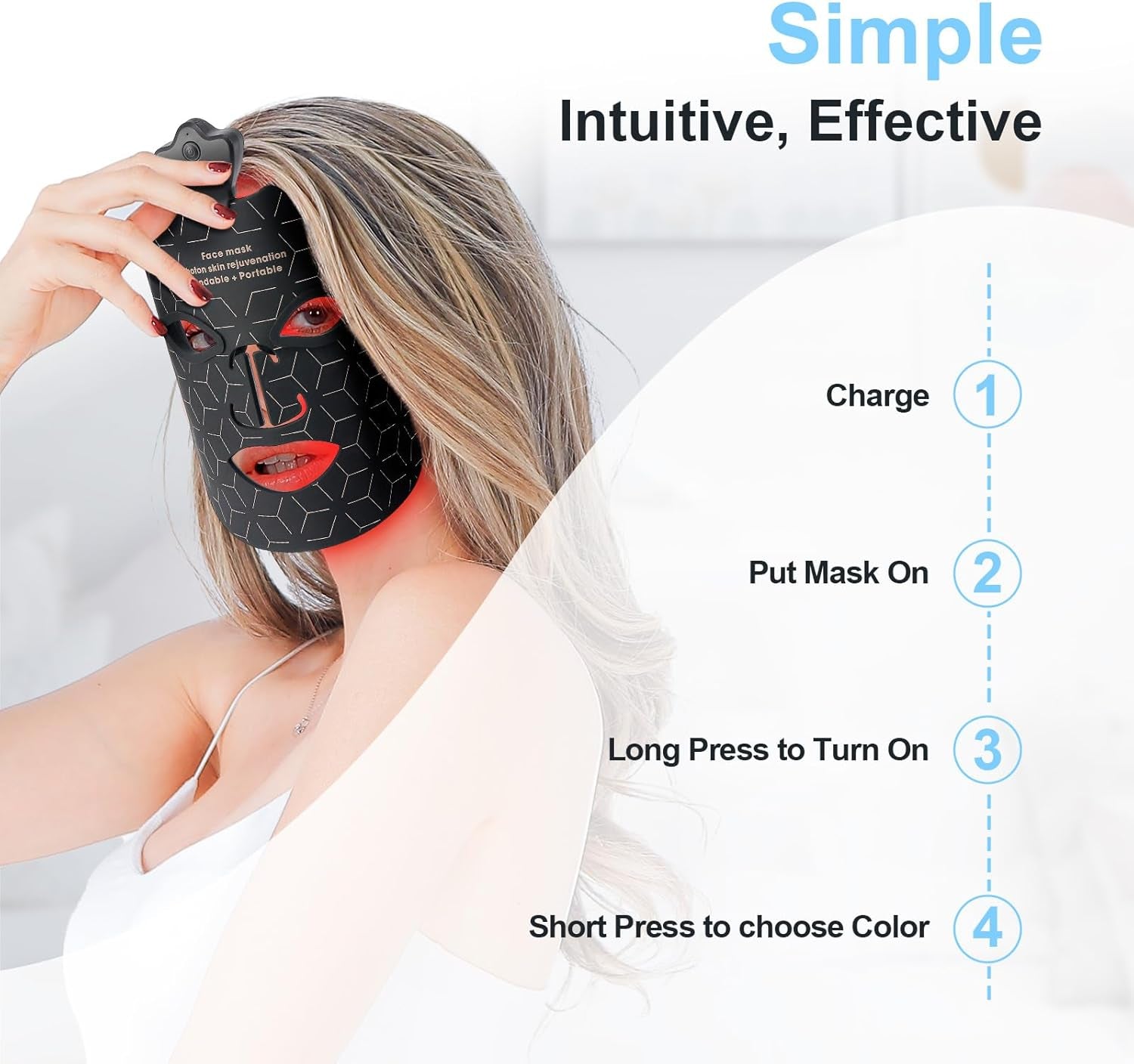 Máscara De Terapia De Luz Facial LED Máscara De Terapia De Luz Roja 7 Colores Máscara De Cara LED Para Dispositivo De Belleza De Cara Y Cuello Para Rejuvenecimiento De La Piel