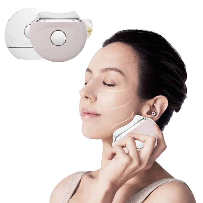 Masajeador facial Pro-Sculpt™ con terapia de frío, calor y luces LED para rejuvenecimiento facial.