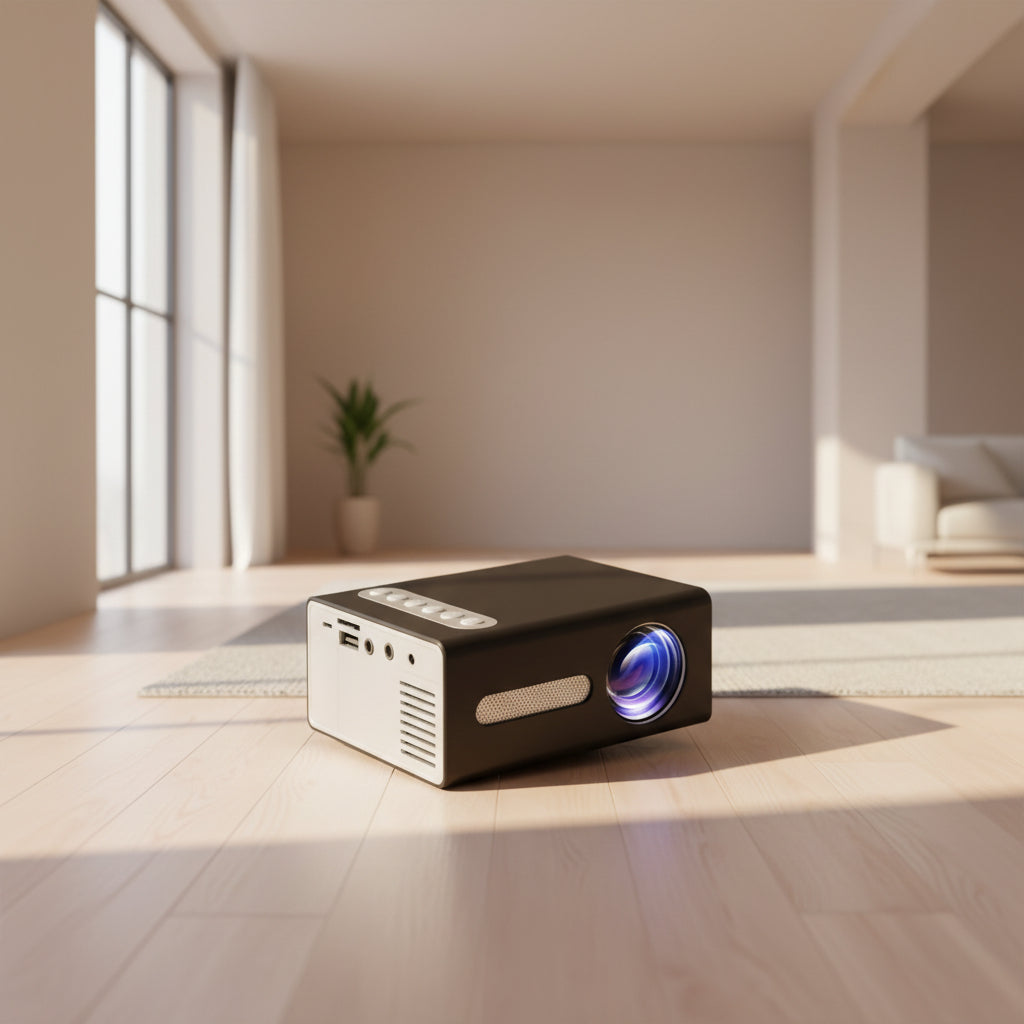 Mini proyector portátil T300 resolución HD 1080P para cine en casa y videojuegos compacto. www.veloxashop.com