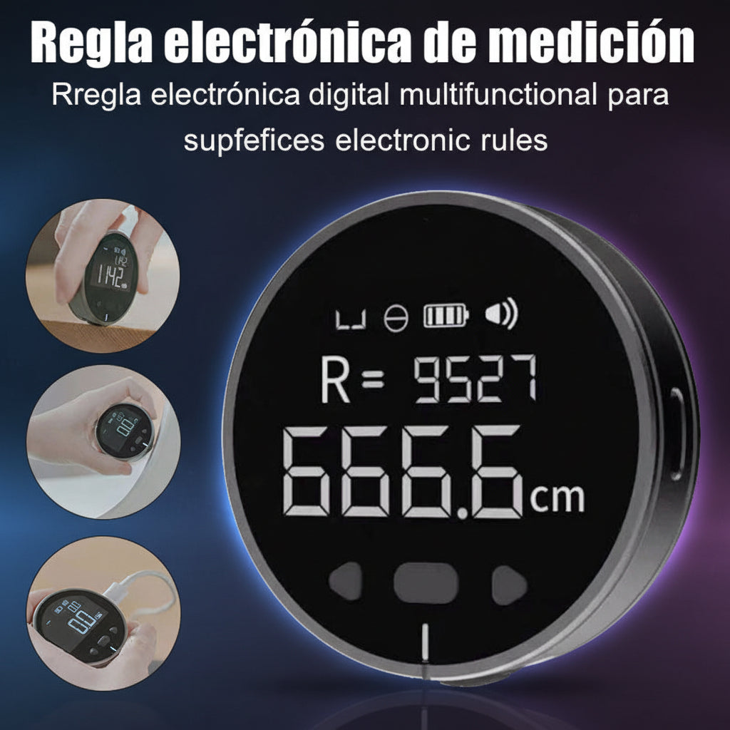 Regla electrónica digital de alta precisión para medir distancias y superficies curvas con pantalla. ww.veloxashop.com