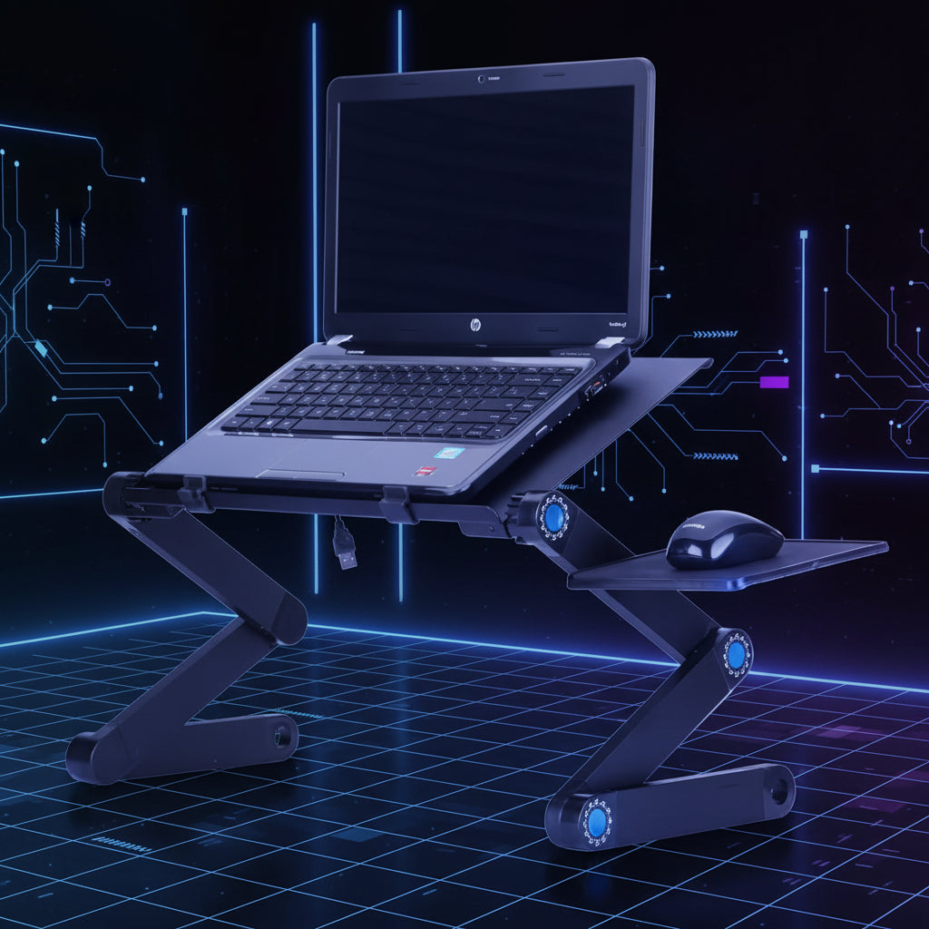 Soporte ergonómico para portátil plegable y ajustable en altura para oficina y teletrabajo. www.veloxashop.com