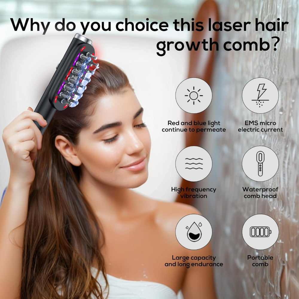 Veloxa Hair-Masajeador Capilar EMS con Luz Roja y Azul