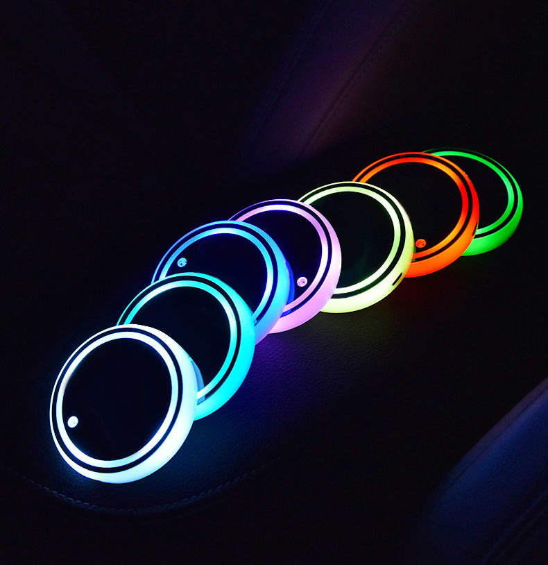Posavasos LED RGB para Coche - 7 Colores, Carga Solar y USB -Posavasos LED RGB Coche 7 Colores - Carga Solar y USB | Veloxa